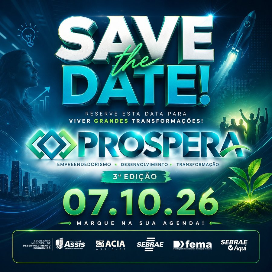 Arte oficial do Save the Date do Prospera, 3ª edição, 07.10.26